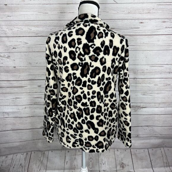 BKE Fleece 1/2 Snap Button Pullover Size Medium Animal Print Pockets - Picture 6 of 10